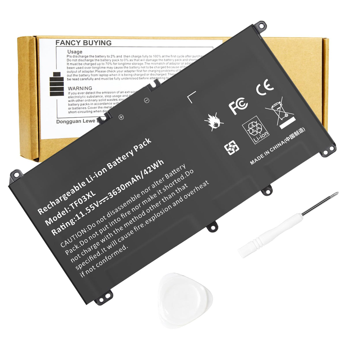 Fancy Buying TF03XL front packaging showing replacement battery and benefits