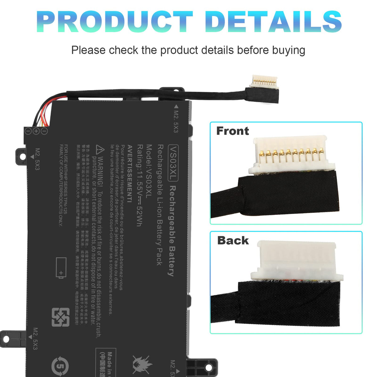 Fancy Buying VS03XL connector and pinout ready to plug into HP Envy safely