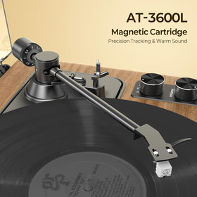Close-up of FancyRabbit AT3600L cartridge for precise vinyl tracking and clean tone.