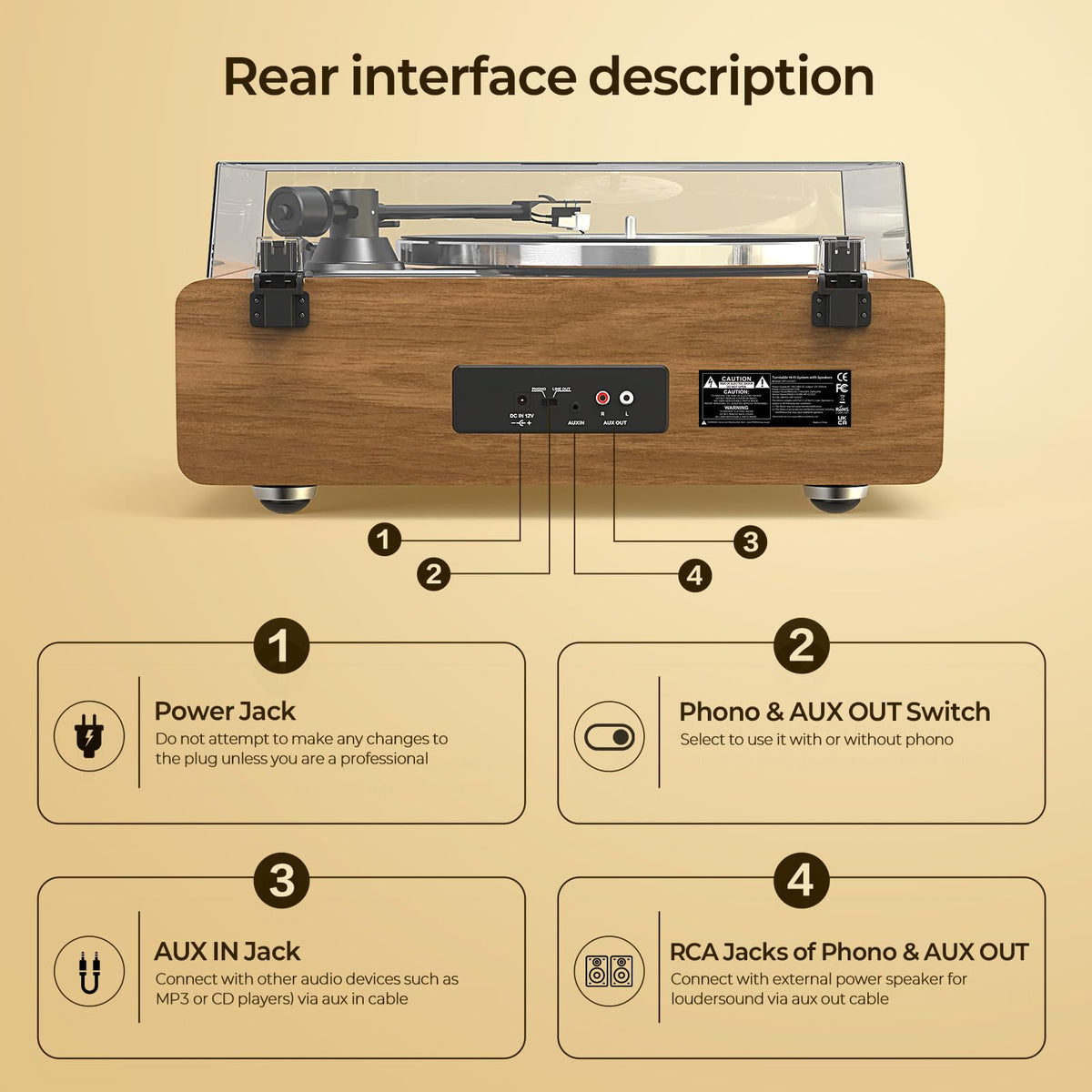 Bluetooth pairing interface demonstrates wireless streaming from phone to turntable.