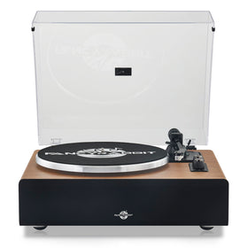 FancyRabbit walnut record player with built-in speakers for instant listening.