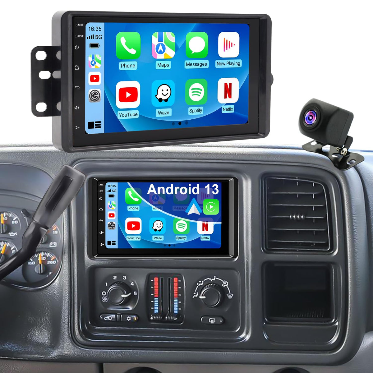 Fancywind 7-inch car stereo front panel view for cleaner dashboard integration.