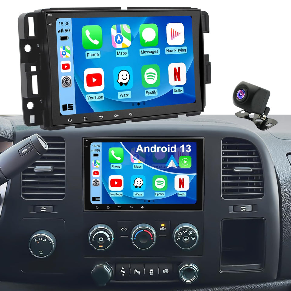 Fancywind 8-inch CarPlay unit for GM models, crisp dashboard display for easy use.