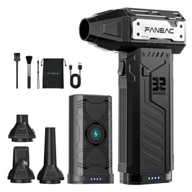 FANEAC compressed air duster with dual swappable batteries for uninterrupted cleaning.