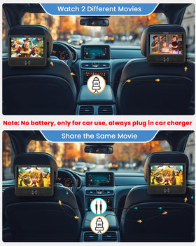FANGOR dual-screen in-car setup showing two-screen versatility for kids