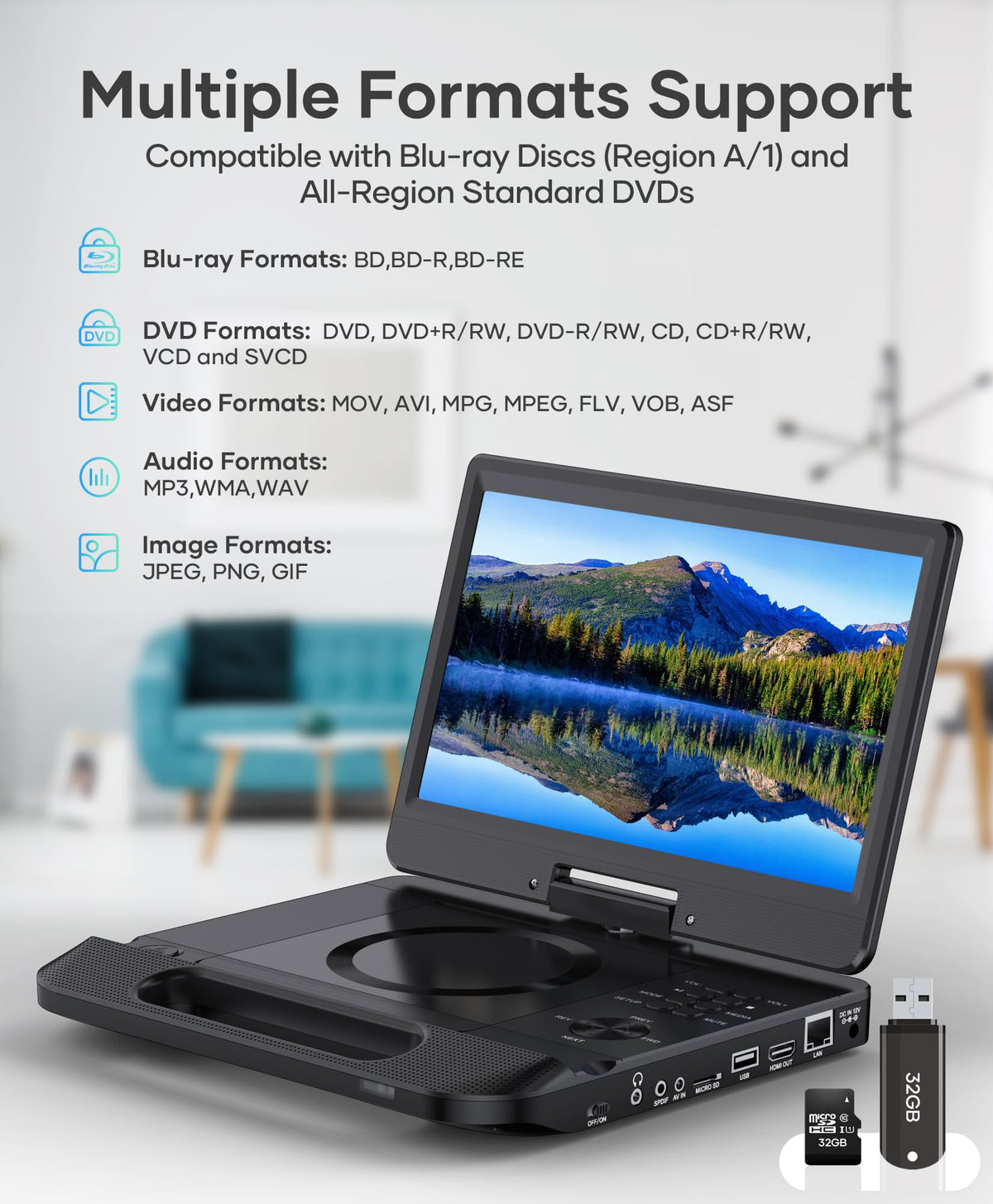 FANGOR USB and Micro SD media playback for versatile content