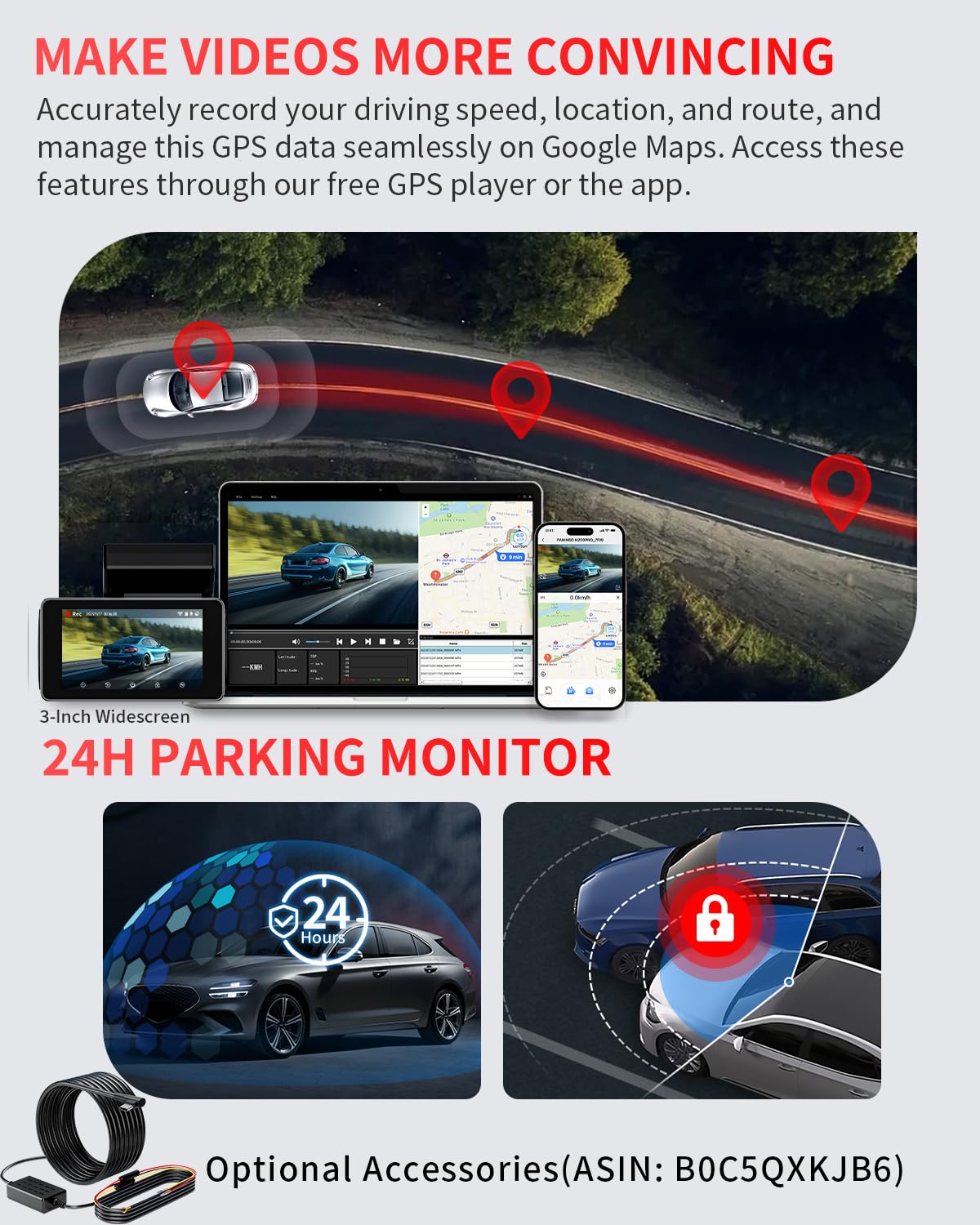 Faninso parking mode indicator showing G-sensor protection when parked benefit