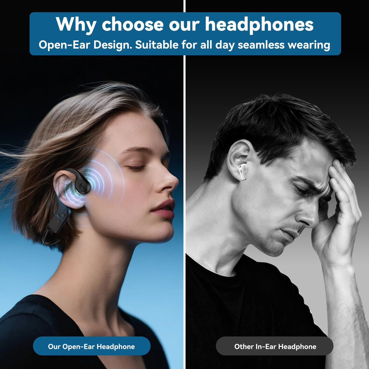 Fanisic bone conduction headphones weigh 22 grams for feather-light comfort.