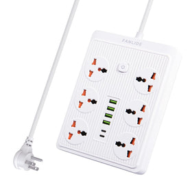 FANLIDE power strip with 45-degree plug designed for tight spaces and organized desks.