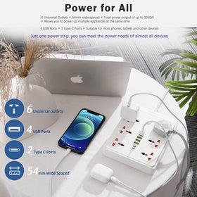 FANLIDE power strip featuring six USB ports for smart device charging.