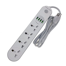 FANLIDE universal power strip with four outlets and USB ports for versatile charging