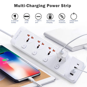 FANLIDE USB ports including USB-C and USB-A for fast, smart charging