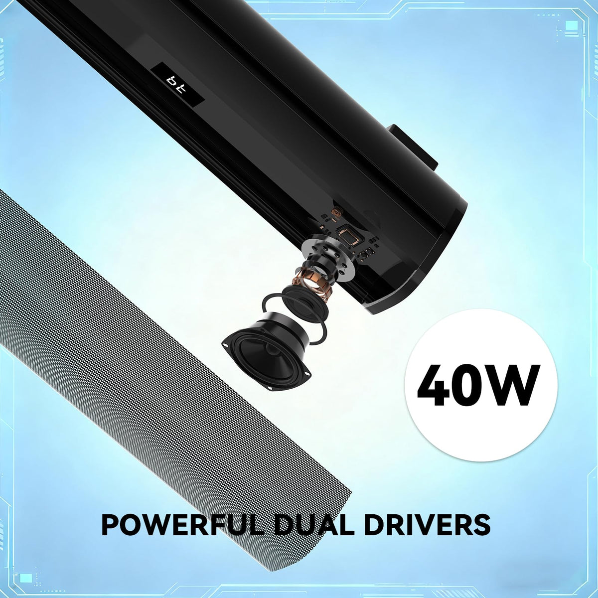 Fansbe Direct sound bar rear ports show HDMI-ARC and optical inputs for versatile connections