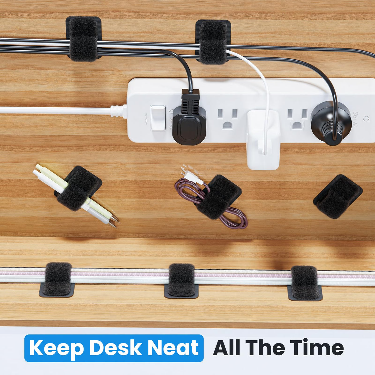 Fansto 30-pair cable holder under desk secures multiple cables.