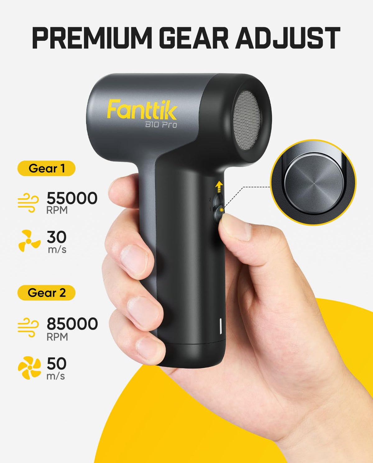 Fanttik B10 Pro illuminated LED ring closeup lighting PC interior for precise cleaning