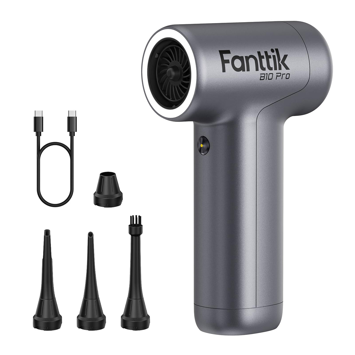 Fanttik B10 Pro front view showing compact silver body and ergonomic grip for easy control