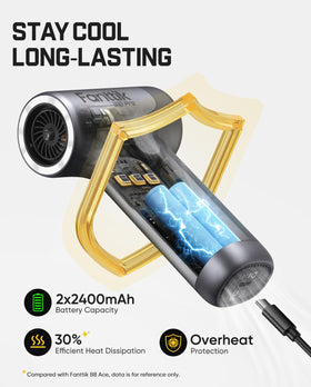 Fanttik B10 Pro blowing dust from a PC case showing effective dust clearing advantage