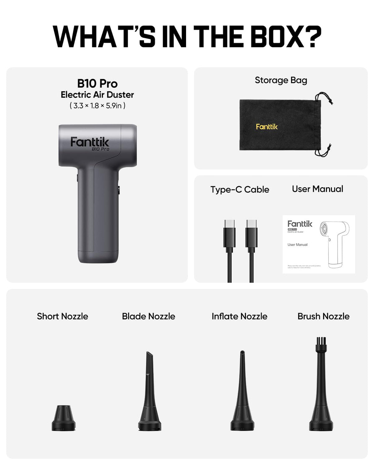 Fanttik B10 Pro accessories and packaging laid out showing ready-to-use kit convenience