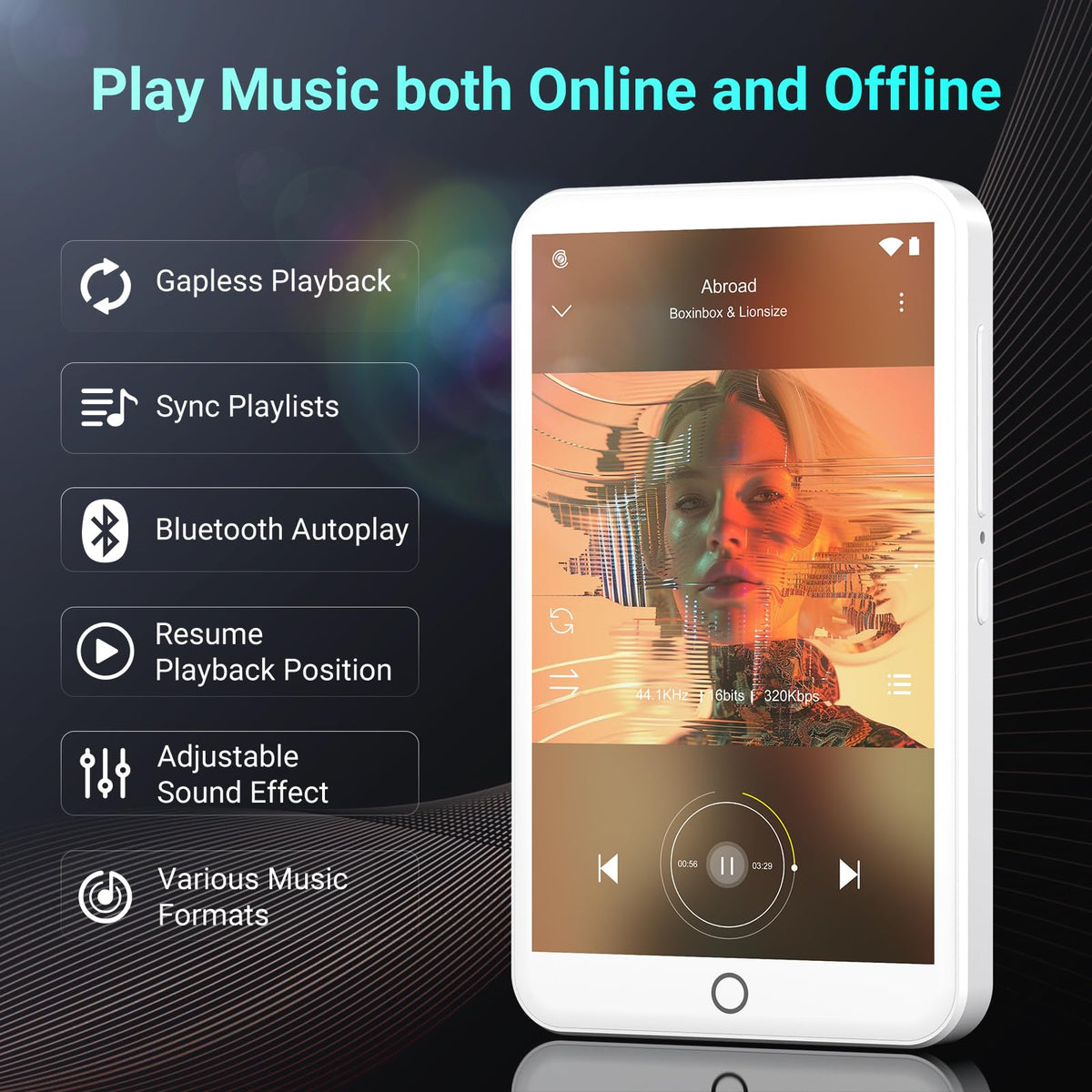 Fanvace 96GB MP3 player side buttons for easy one handed navigation during workouts.
