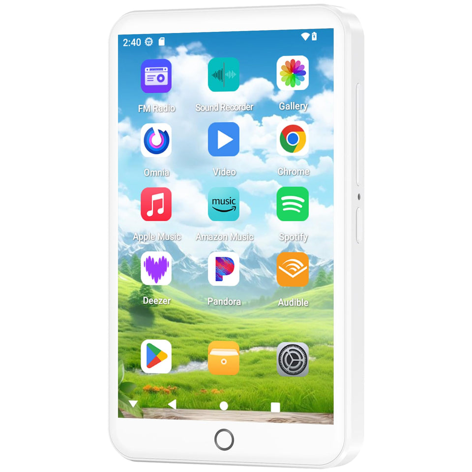 Fanvace front view MP3 player with Android 13 and 4-inch display for easy navigation