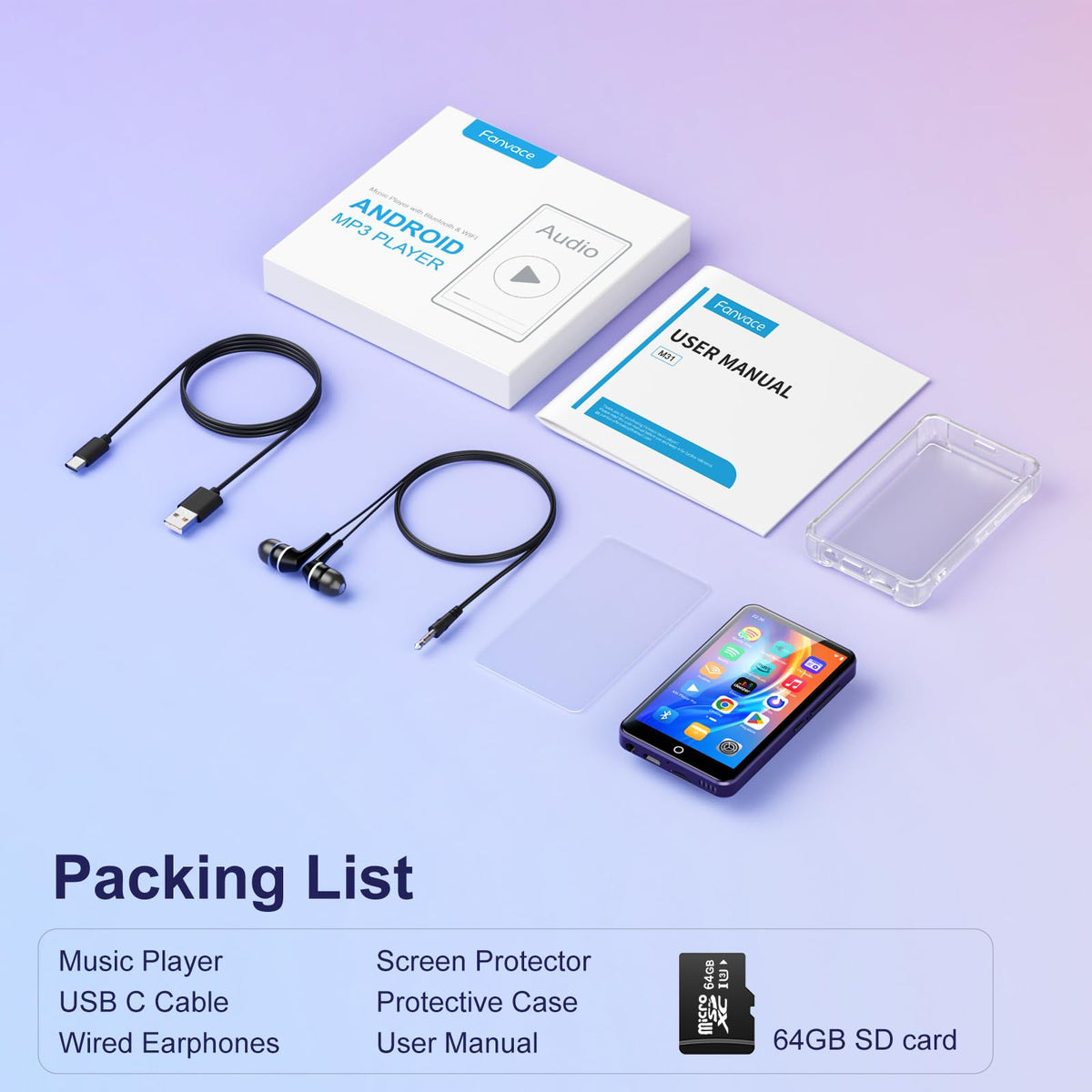 Fanvace protective case and screen protector included to guard the device