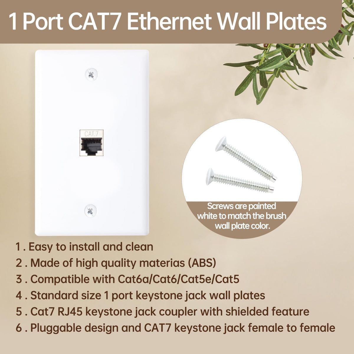 FANYINTY shielded Cat7 keystone jack in silver for stable connections