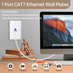 FANYINTY Cat7 wall plate back view showing shielded RJ45 jack compatibility