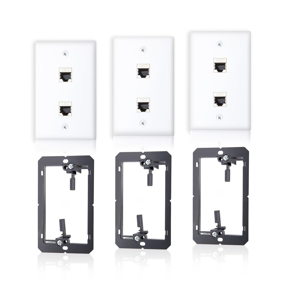 FANYINTY Cat7 wall plate 2-port flush-mount for a tidy network setup.