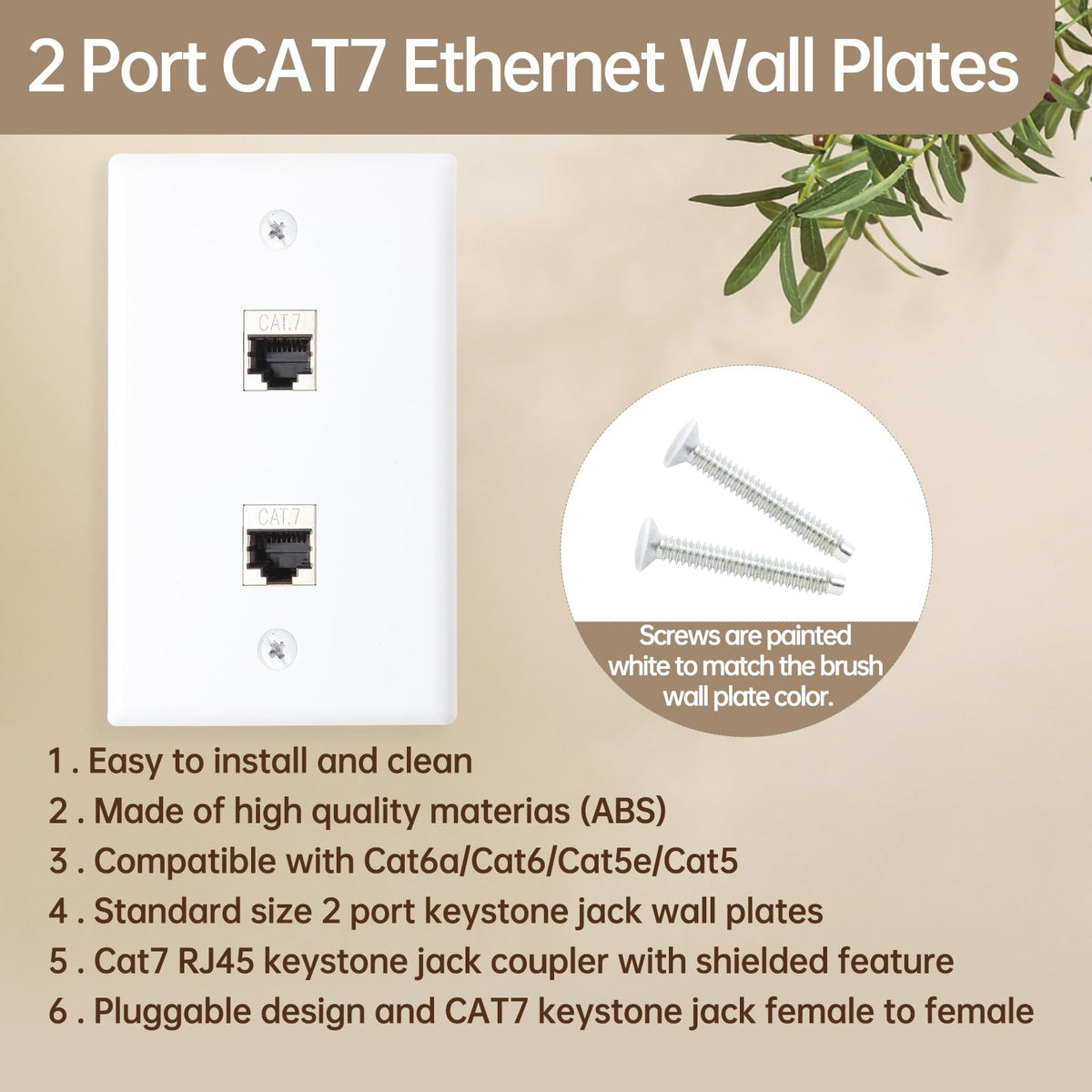 FANYINTY flush-fit wall plate hides cables behind walls for a clean look.