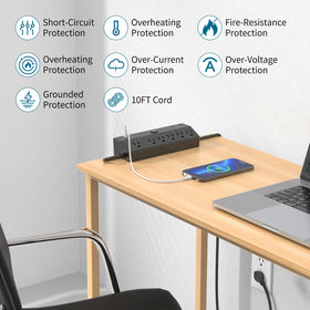 Fararaka desk clamp power strip keeps your workspace organized with multiple outlets