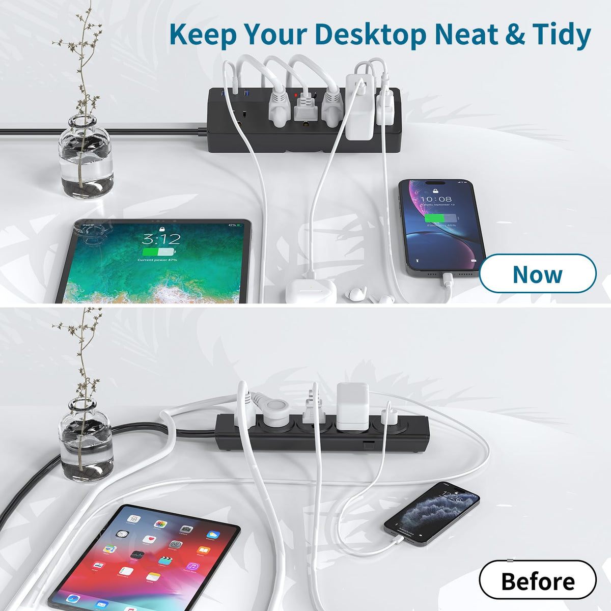 Fararaka desk clamp power strip USB-C PD ports enable fast charging for compatible devices