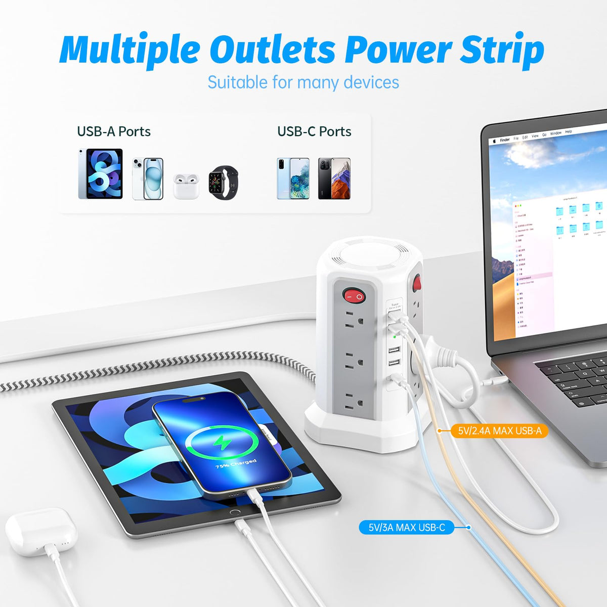 Fararaka PD20W USB-C port powers compatible devices faster.