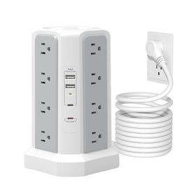 Fararaka surge tower with 16 outlets keeps your desk organized.