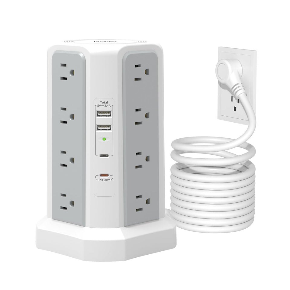 Fararaka surge tower with 16 outlets keeps your desk organized.