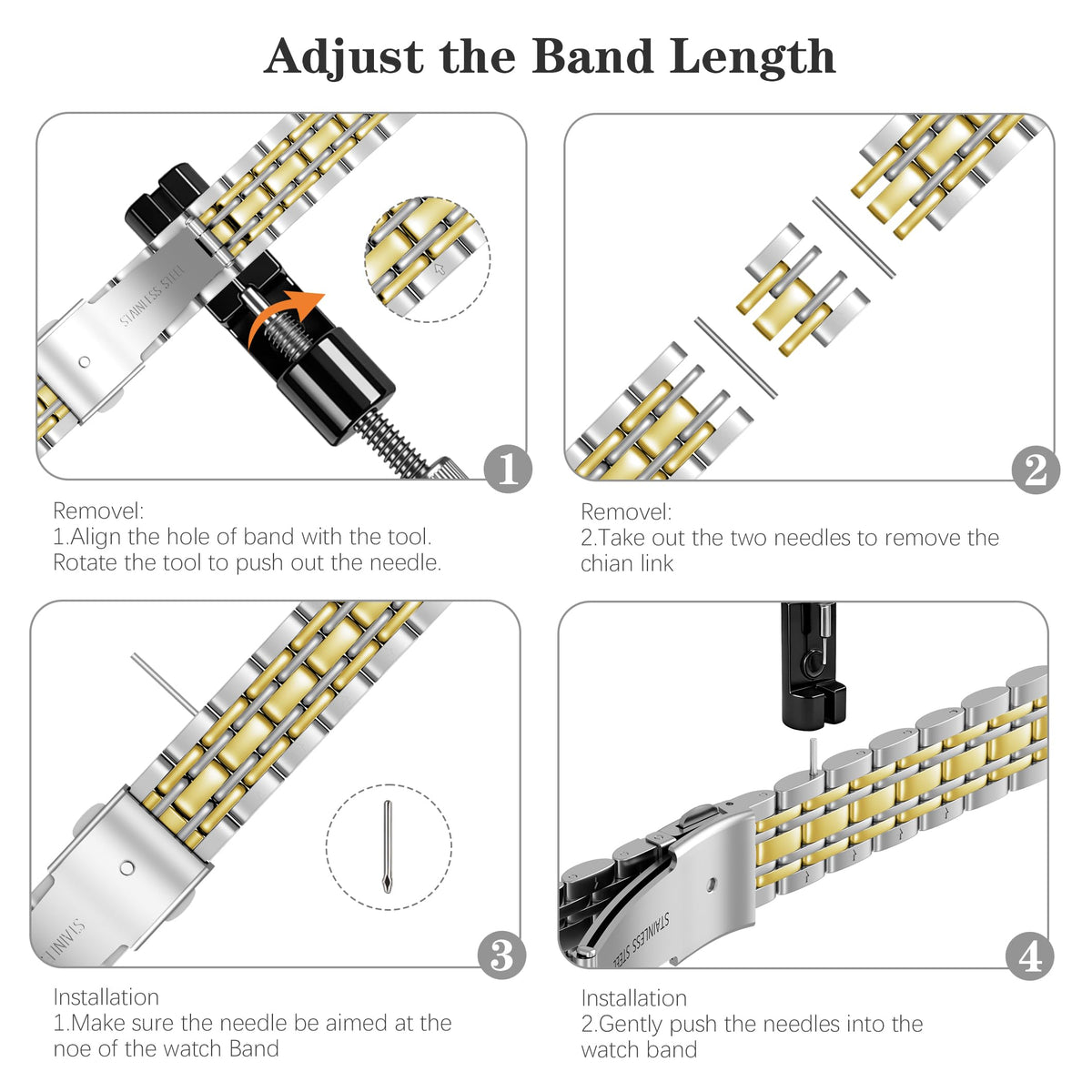 Farluya 18mm band shows adjustable length tool for precise wrist fit.