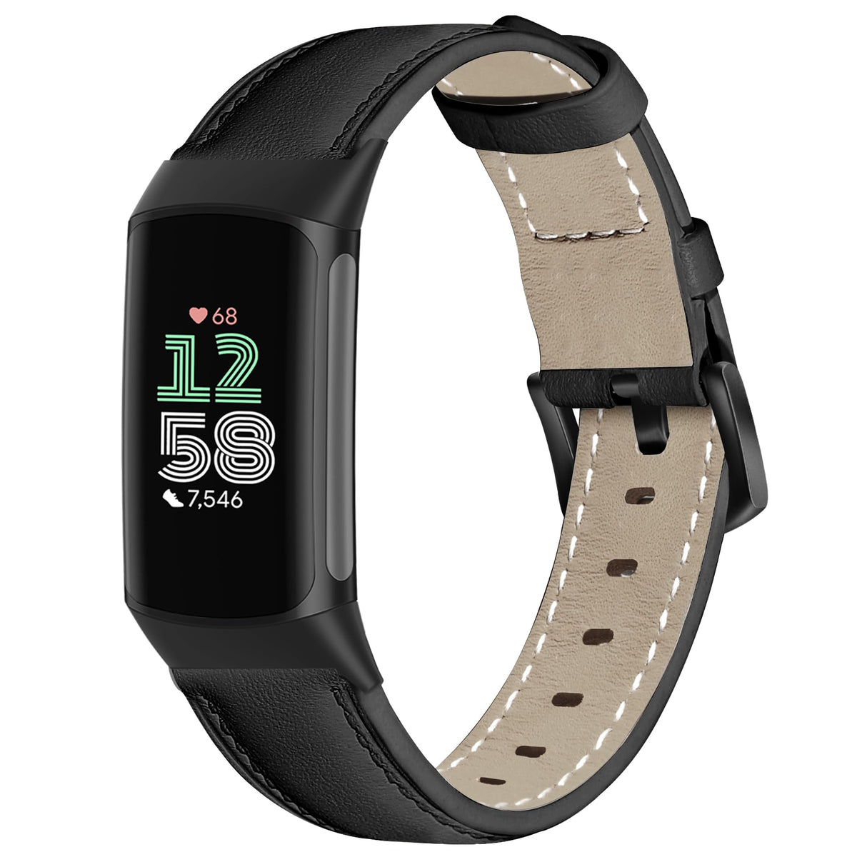 Farluya front view of band and packaging showing elegant black finish and wearable style