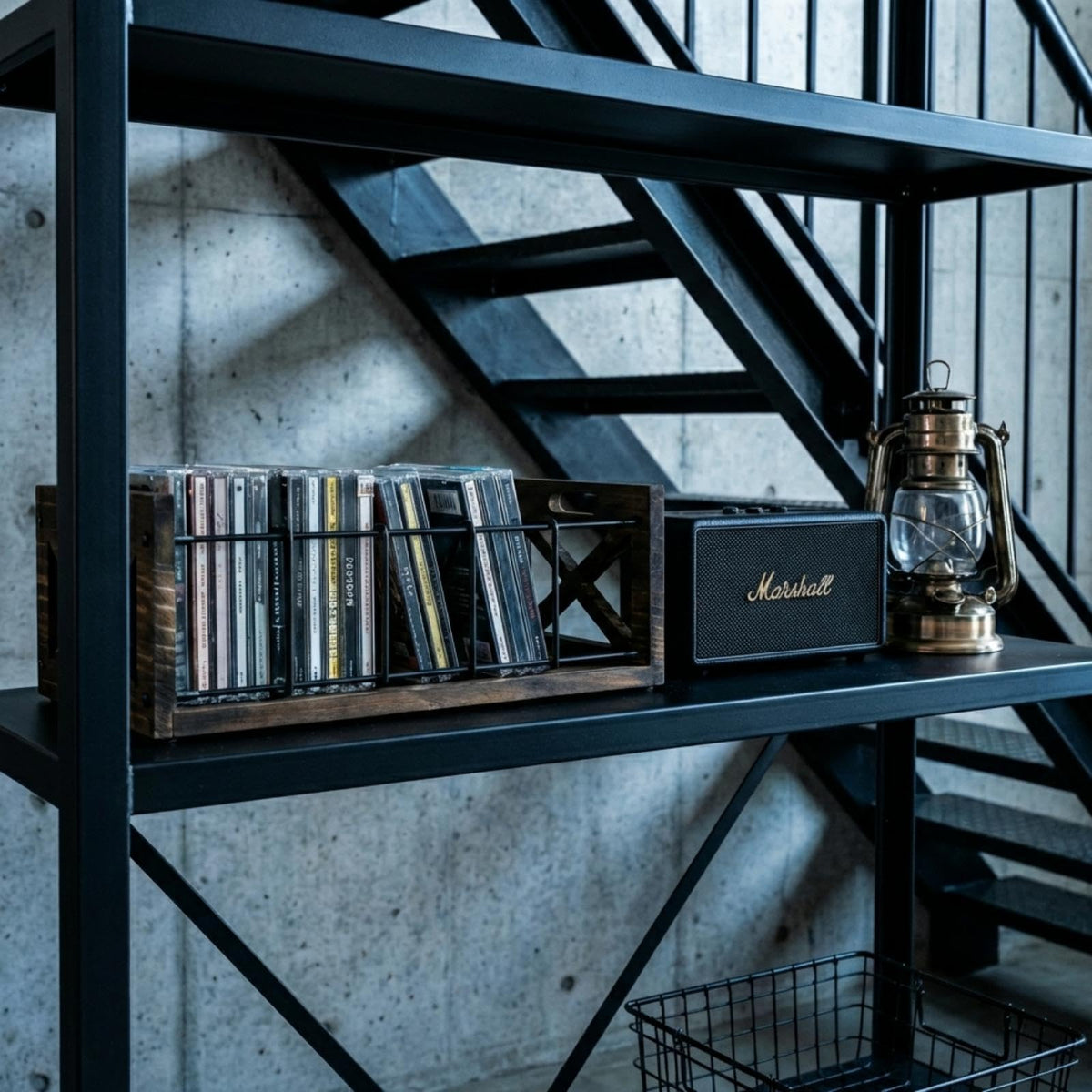 FARM IN solid pine and black metal frame showcases vintage appeal and sturdy storage