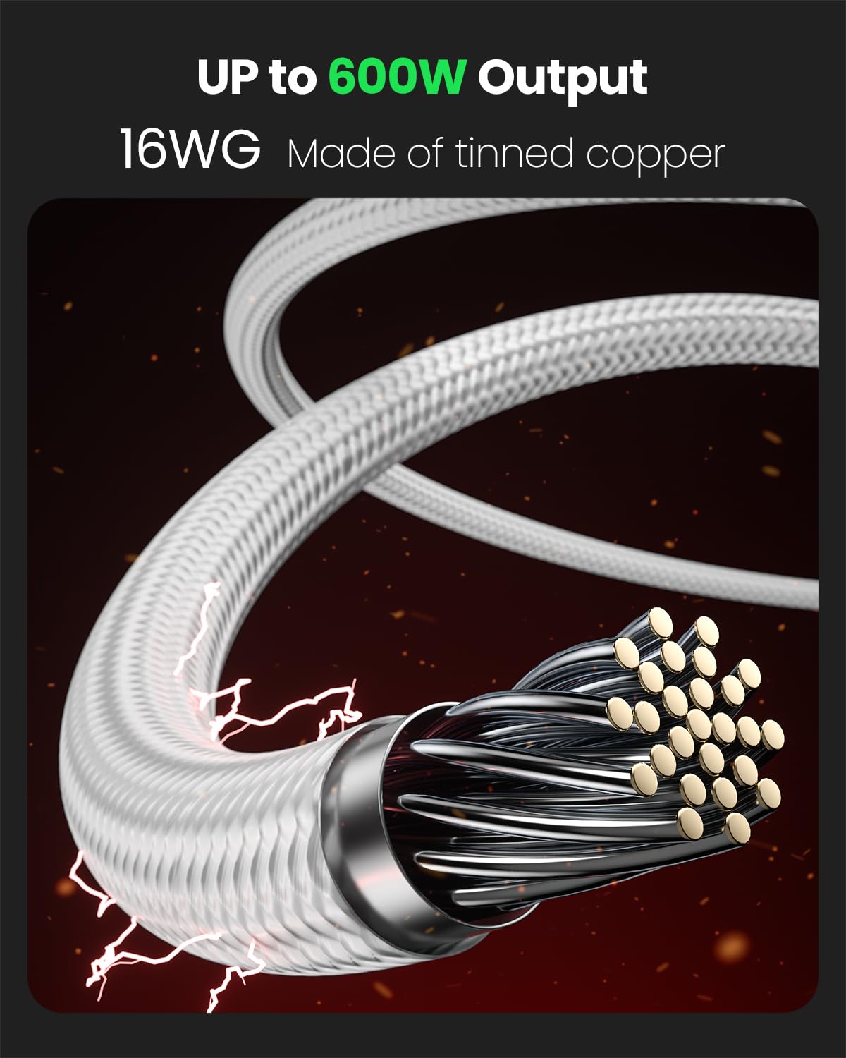 Fasgear 16AWG tin-plated copper wire for improved reliability and longevity.