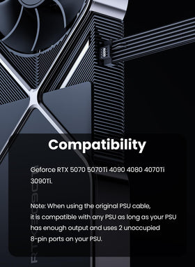 Fasgear GPU cable with 2x8pin female connectors for stable power delivery.