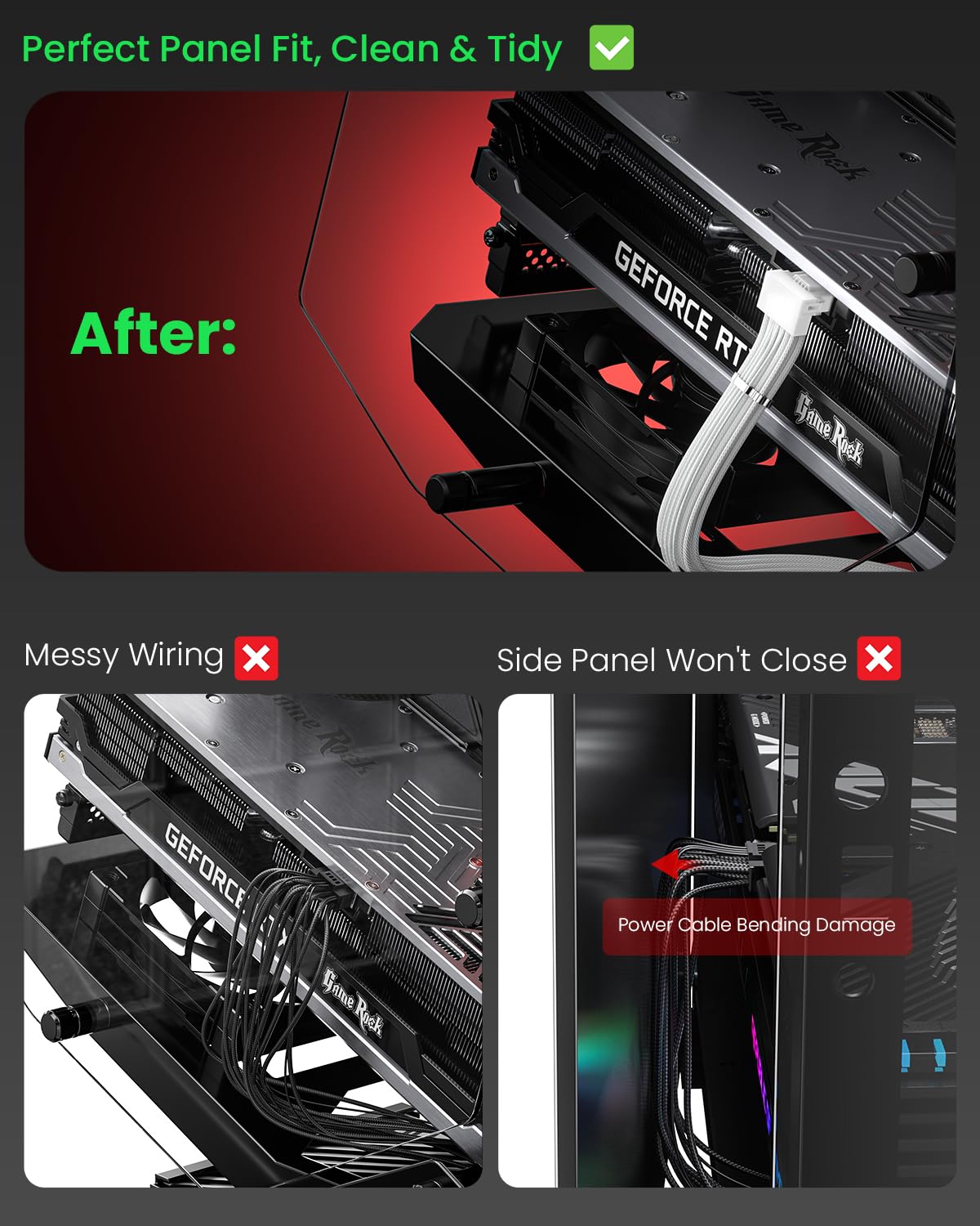 Fasgear cable combs keep cables neatly separated for better airflow.