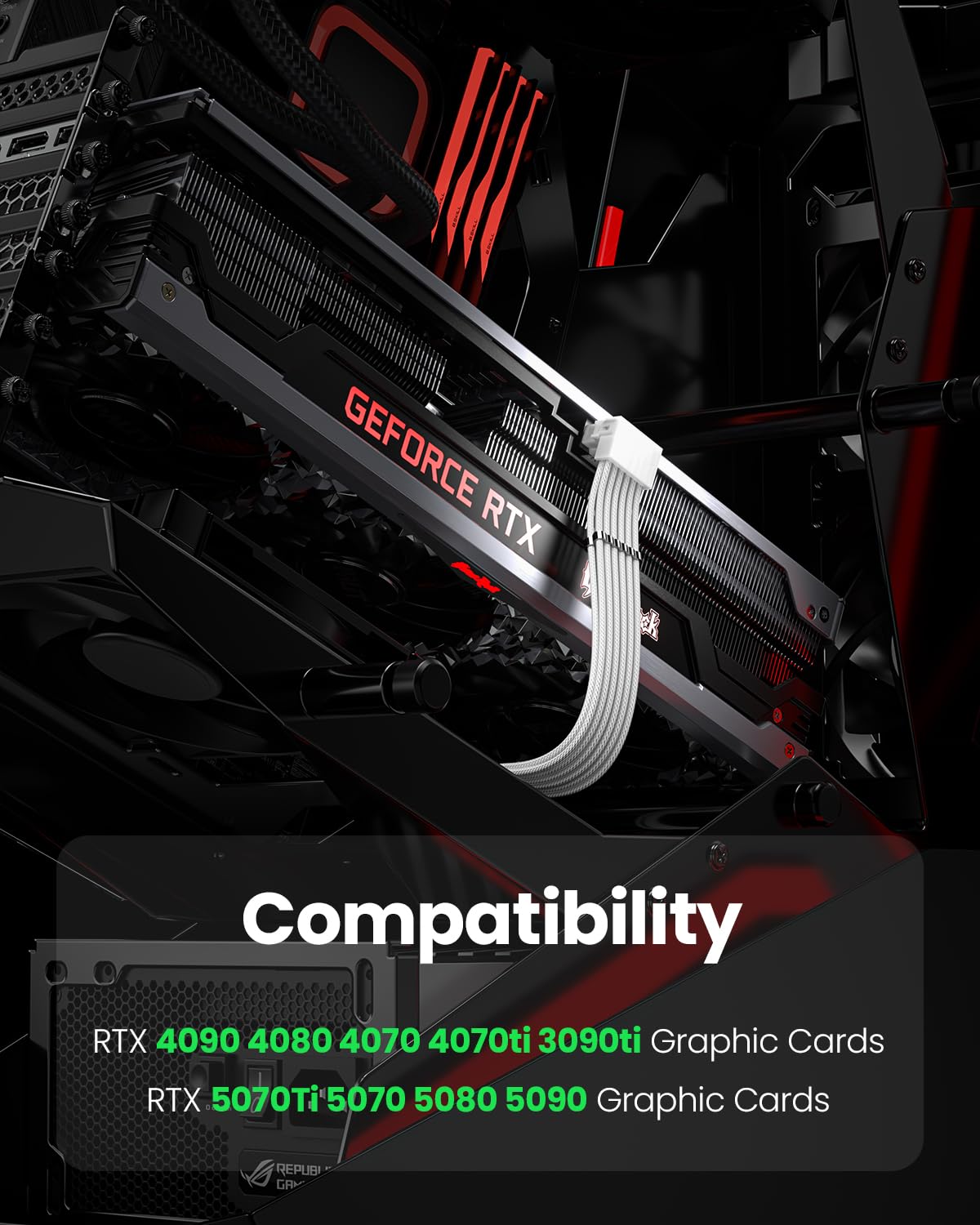 Fasgear movable zinc alloy combs organize GPU power cables