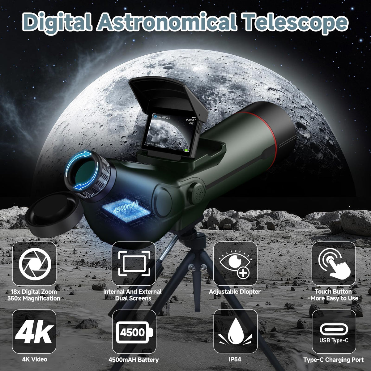 Fashionari Smart Telescope showing 300mm focal length for distant details.