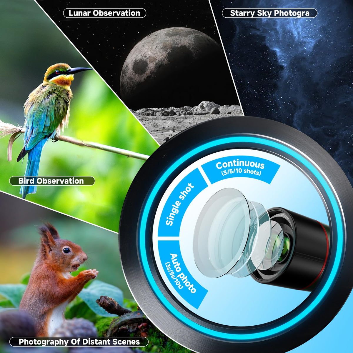 Fashionari Smart Telescope one-touch capture for quick memories.
