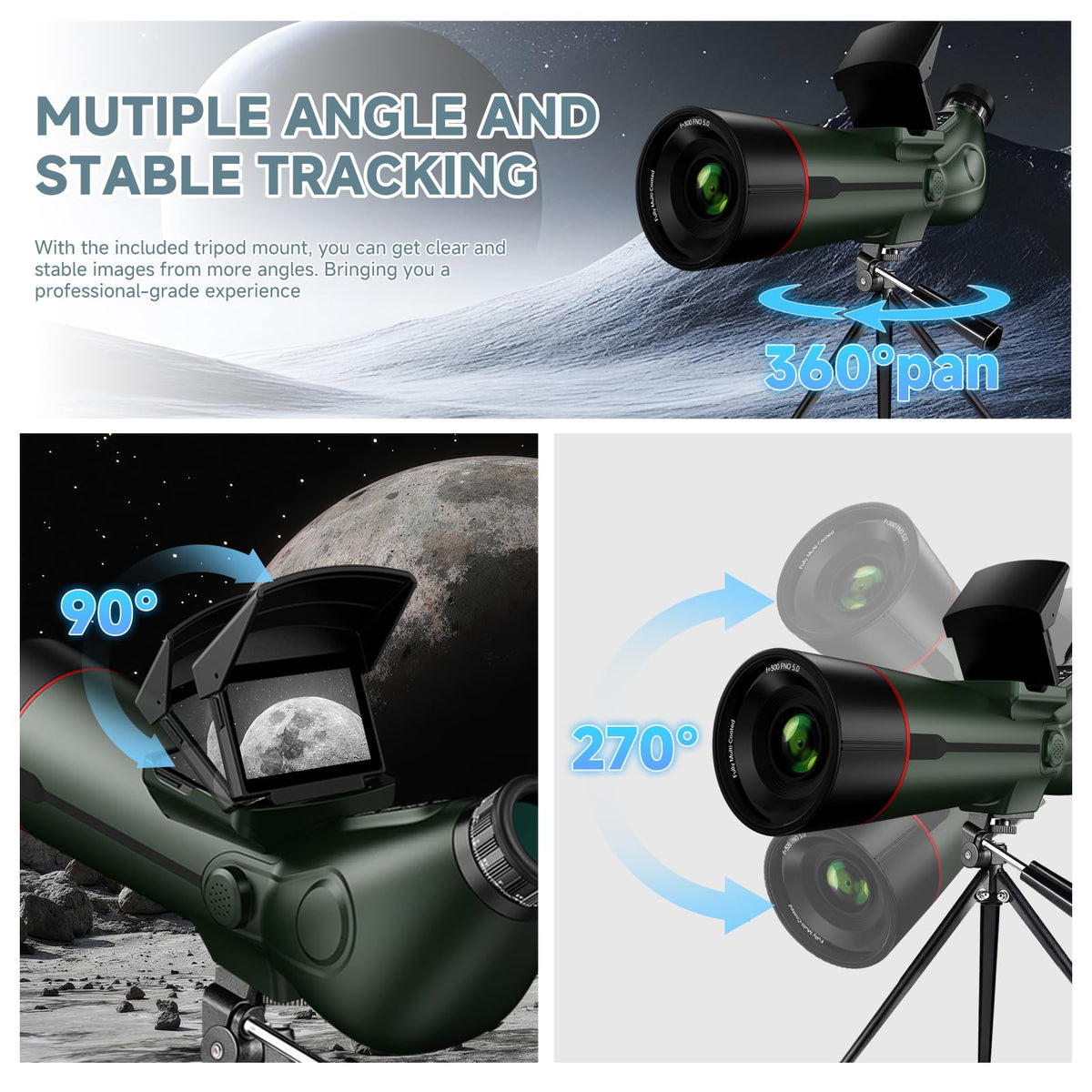 Fashionari Smart Telescope sunshade improves daylight viewing clarity.