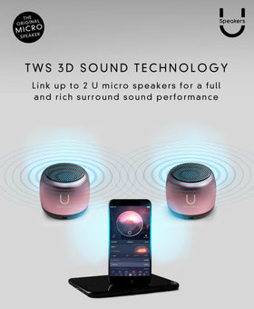 Fashionit U Micro in hand playing music illustrating Fashionit clear sound in small form