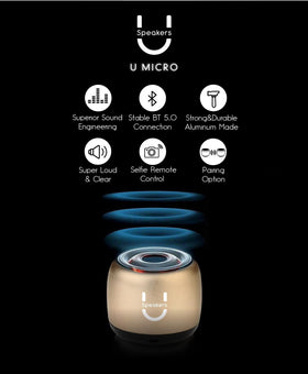 Fashionit U beside a coin to show scale, demonstrating compactness and portability