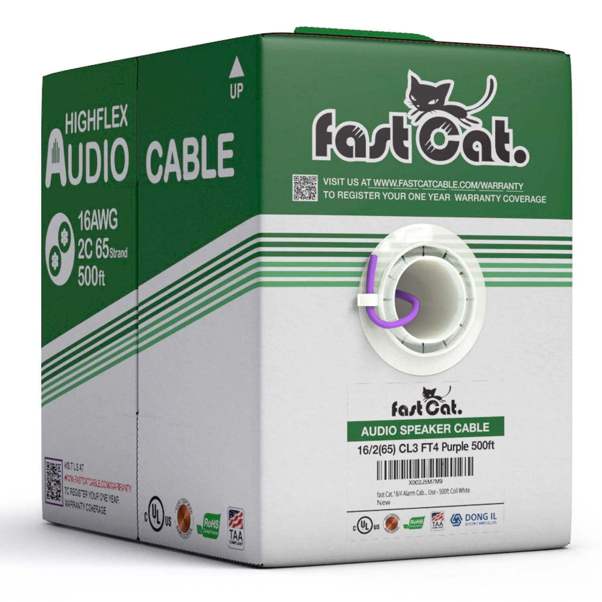 Fast Cat 16 AWG speaker wire with pure copper for reliable signal transmission.