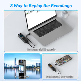 FATONIO connected to powerbank via USB showing extended recording time