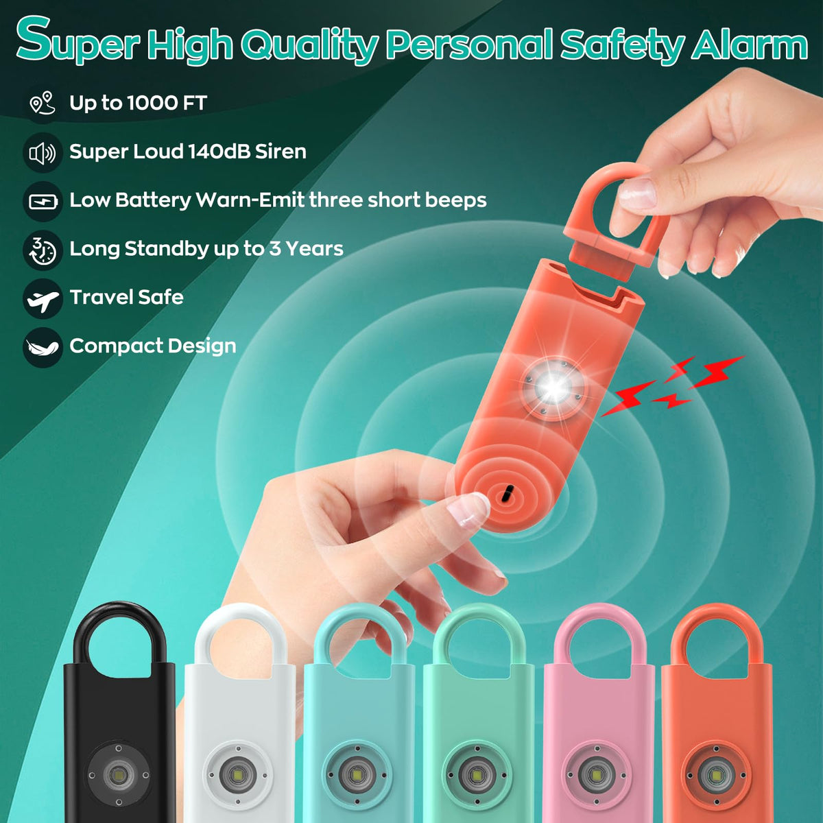 Fauxomor black alarm keychain offers discreet, portable protection for daily activities.