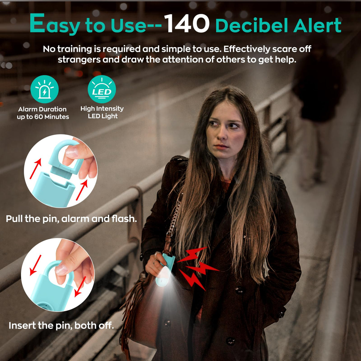 Fauxomor 140dB alarm pack green demonstrates on‑the‑go personal protection with deterrence